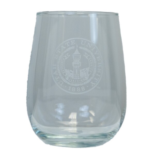 Wine Glass Stemless 16 Oz. Etched Seal